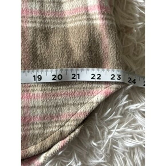 Blanknyc Plaid Button-Up Shacket Jacket Medium Pink & Beige Wool Blend With Ches - Picture 5 of 5